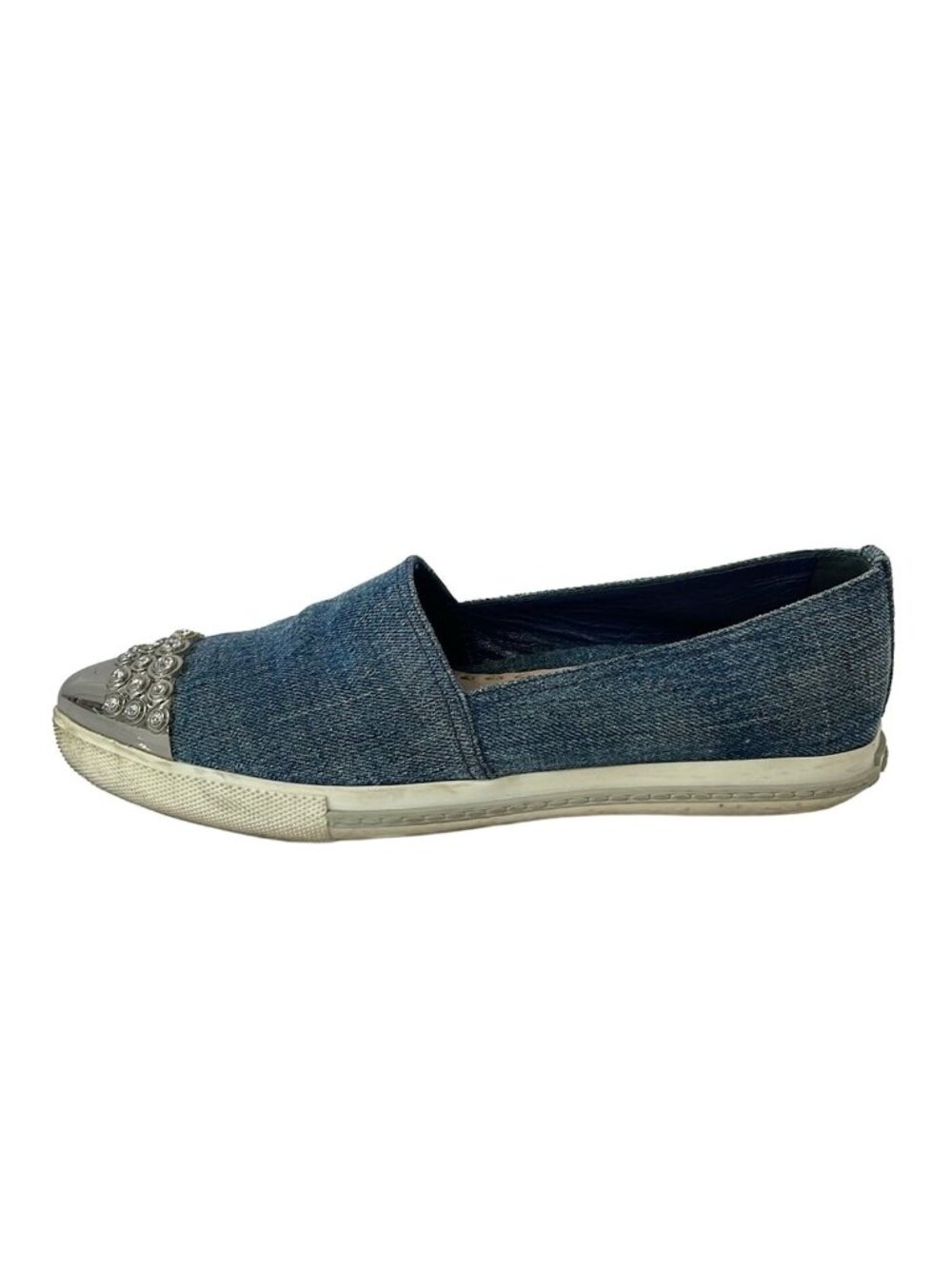 Miu Miu Slip-on Blue Silver Clear Bijou Slippers
